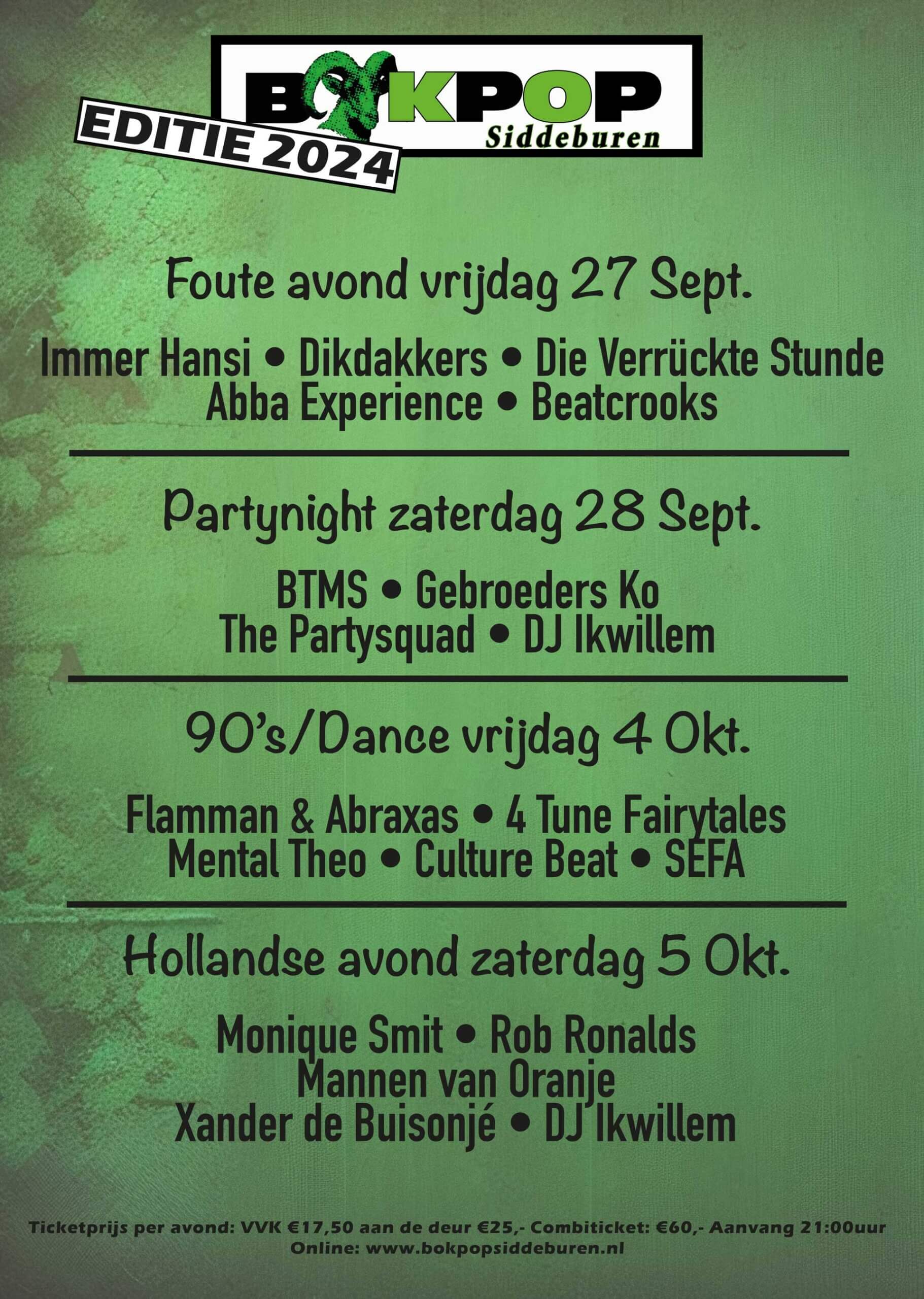 Bokpop Siddeburen Programma 2023